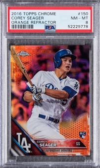 2016 Topps Chrome Orange Refractor #150 Corey Seager Rookie Card (#03/25) - PSA NM-MT 8 